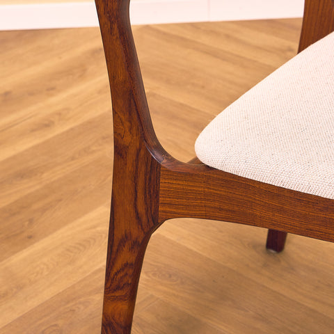 Danish set of 6 dining chairs in solid Santos rosewood by Erik Buch