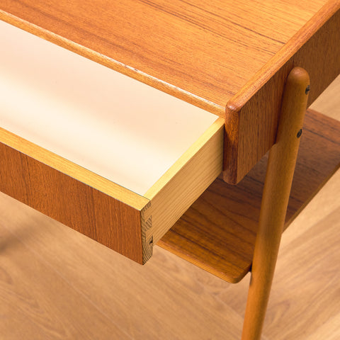 Swedish bedside table in teak and beech by Carlström & Co Möbelfabrik