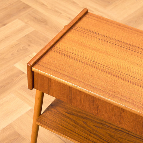 Swedish bedside table in teak and beech by Carlström & Co Möbelfabrik