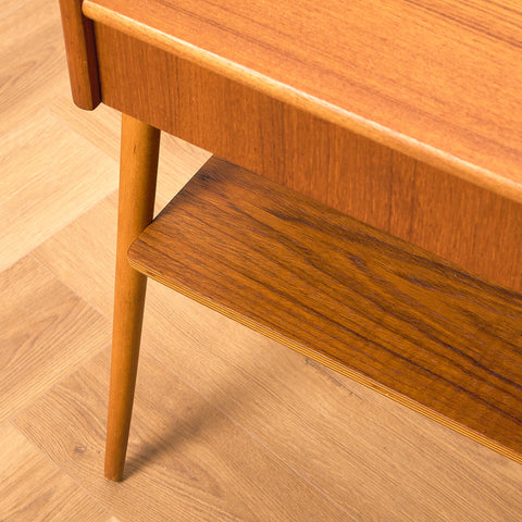 Swedish bedside table in teak and beech by Carlström & Co Möbelfabrik