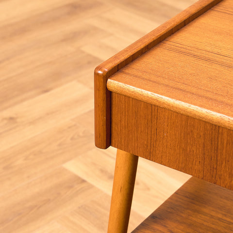 Swedish bedside table in teak and beech by Carlström & Co Möbelfabrik