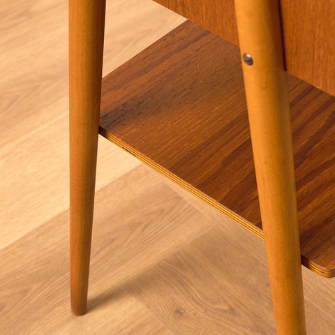 Swedish bedside table in teak and beech by Carlström & Co Möbelfabrik