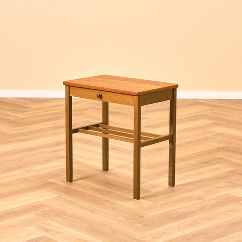 Swedish side table in teak and beech