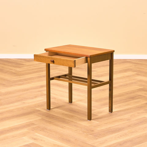 Swedish side table in teak and beech