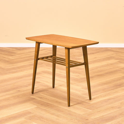 Swedish side table in teak and beech