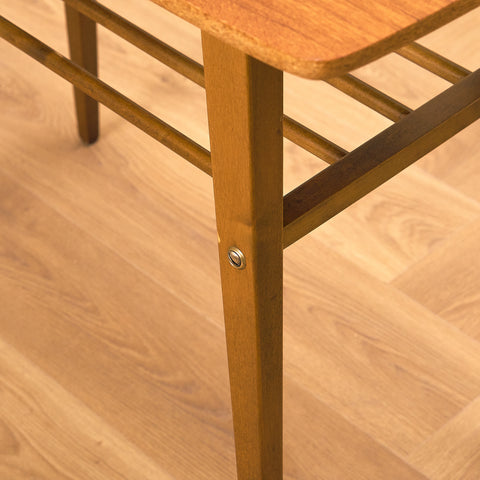 Swedish side table in teak and beech