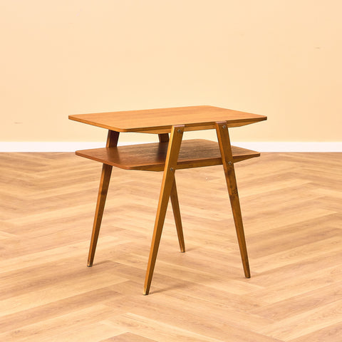 Swedish side table in teak and beech