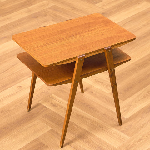 Swedish side table in teak and beech