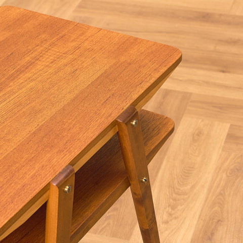 Swedish side table in teak and beech
