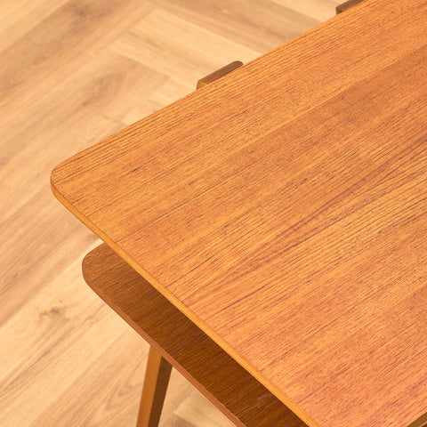 Swedish side table in teak and beech
