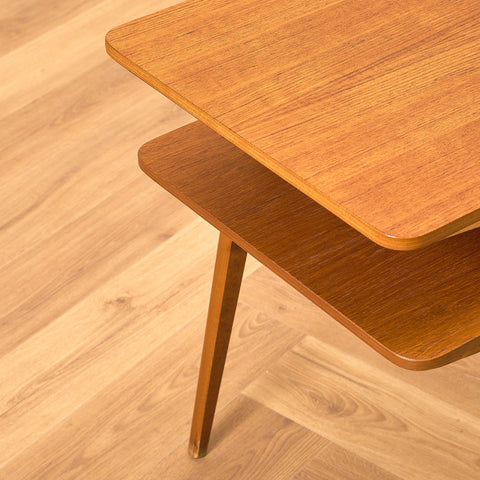 Swedish side table in teak and beech