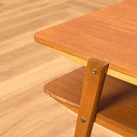 Swedish side table in teak and beech