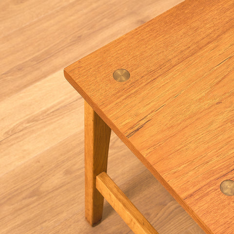 Swedish side table in teak and oak