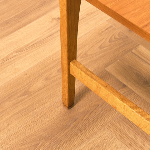 Swedish side table in teak and oak