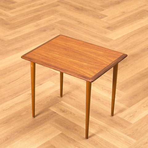 Swedish side table in teak and beech
