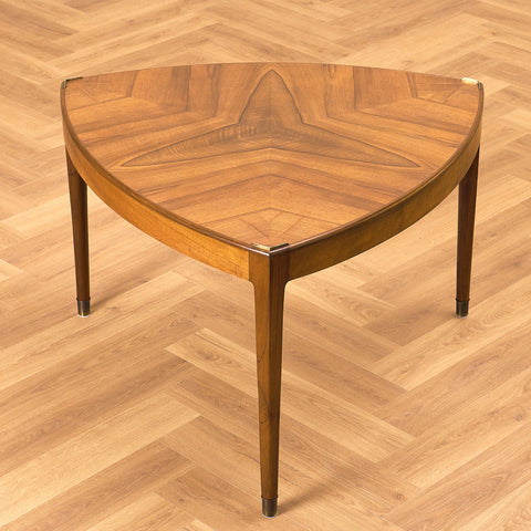 Swedish side table in walnut and glass