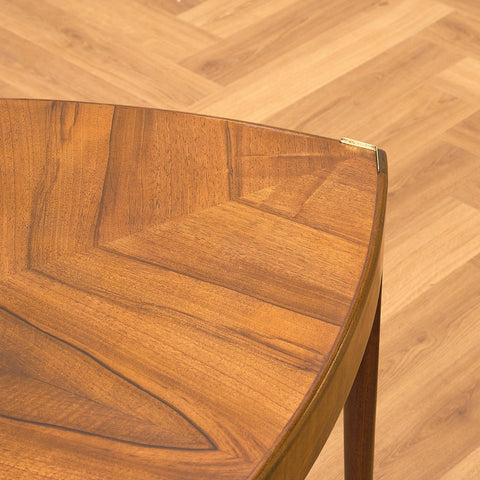 Swedish side table in walnut and glass