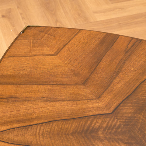 Swedish side table in walnut and glass