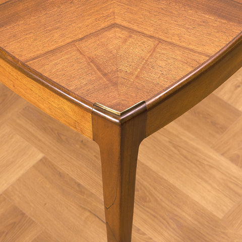 Swedish side table in walnut and glass