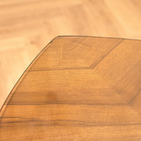 Swedish side table in walnut and glass