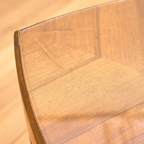 Swedish side table in walnut and glass