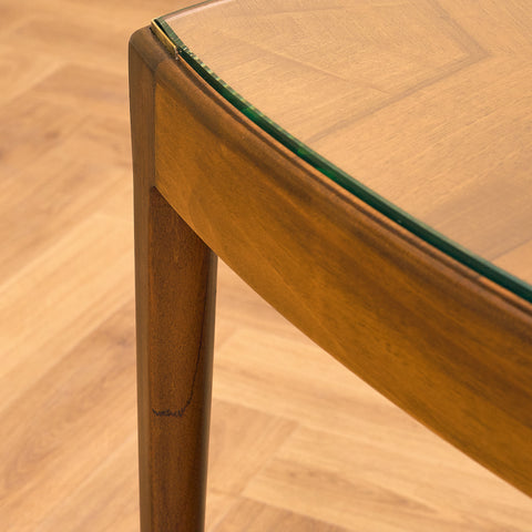 Swedish side table in walnut and glass