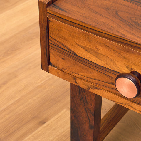 Swedish side table in Santos rosewood by Glas & Trä