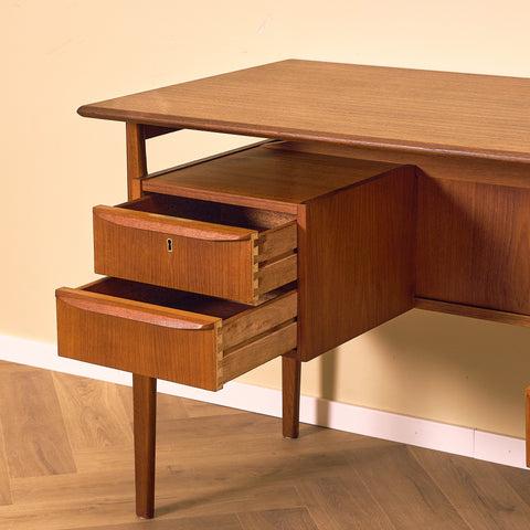 Danish writing desk in teak by Gunnar Nielsen Tibergaard