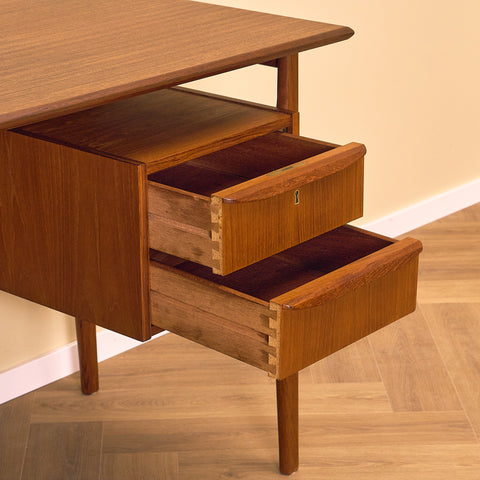 Danish writing desk in teak by Gunnar Nielsen Tibergaard