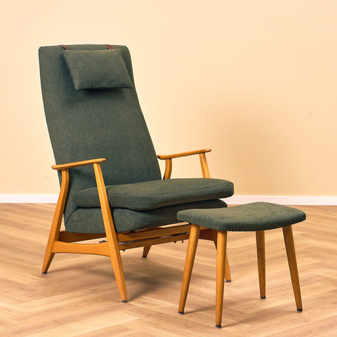 Swedish armchair and stool in beech