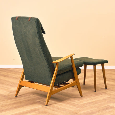 Swedish armchair and stool in beech