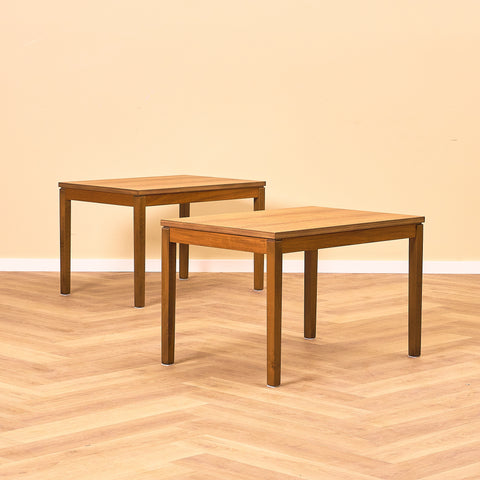 Swedish side table in teak and beech
