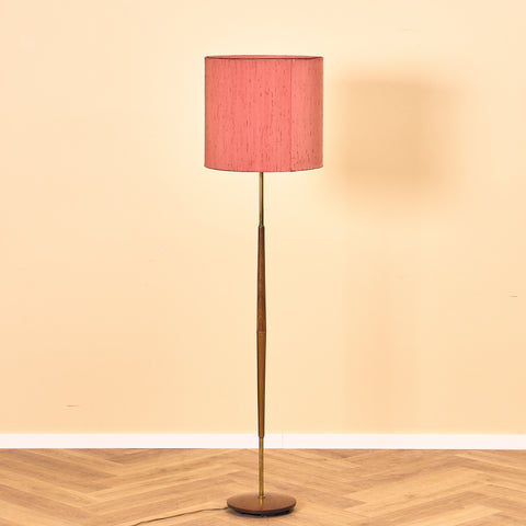 Swedish floor lamp in teak & brass