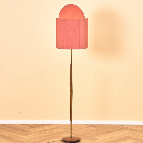 Swedish floor lamp in teak & brass