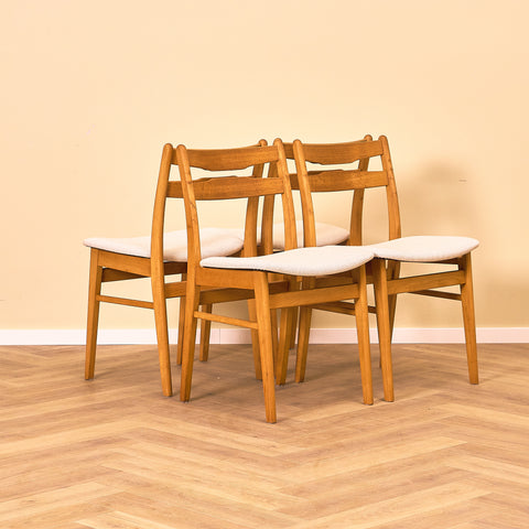 Danish dining chairs in teak and beech by Findahl