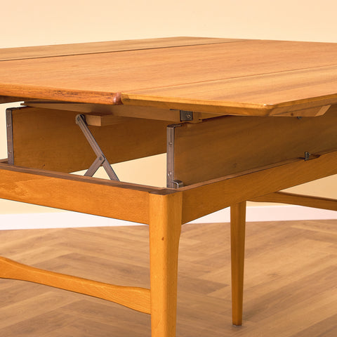 Swedish coffee table in teak & beech by Emmaboda Möbelfabrik