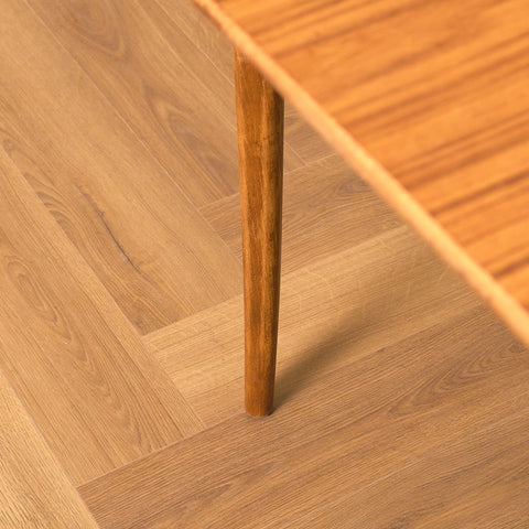 Swedish round dining table in teak and beech