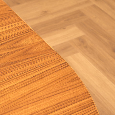 Swedish round dining table in teak and beech