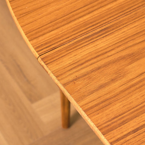 Swedish round dining table in teak and beech