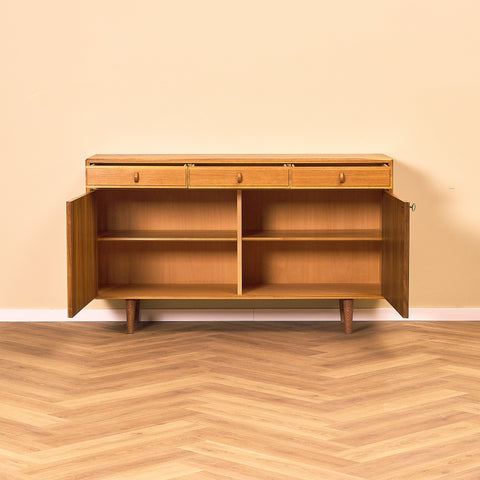 Swedish sideboard in walnut by Bertil Fridhagen for Bodafors, model 'Fasett'