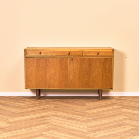 Swedish sideboard in walnut by Bertil Fridhagen for Bodafors, model 'Fasett'
