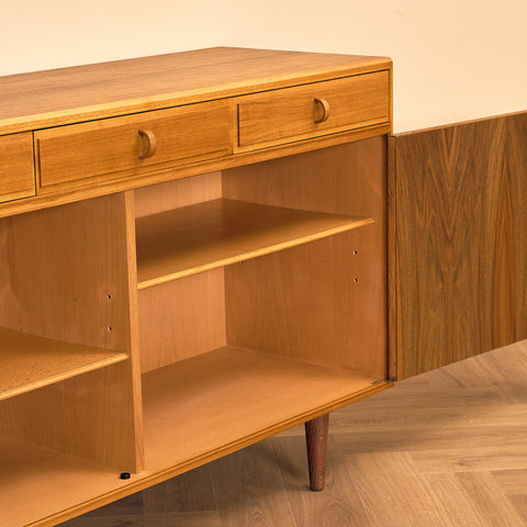 Swedish sideboard in walnut by Bertil Fridhagen for Bodafors, model 'Fasett'