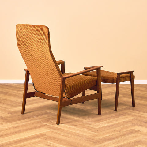 Svensk fåtölj och pall i teak av Kock Möbler AB, Malmö