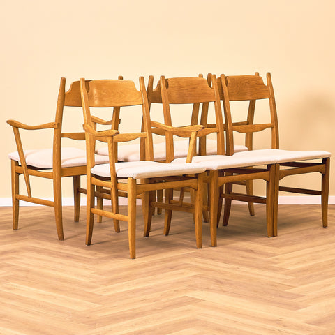 Swedish set of 6 dining chairs in oak, model 'Calmare' by Carl Malmsten,