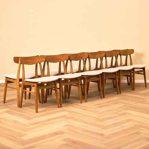 Danska matstolar i teak och bok från Findahl Møbelfabrik, modell 'Møsbol'