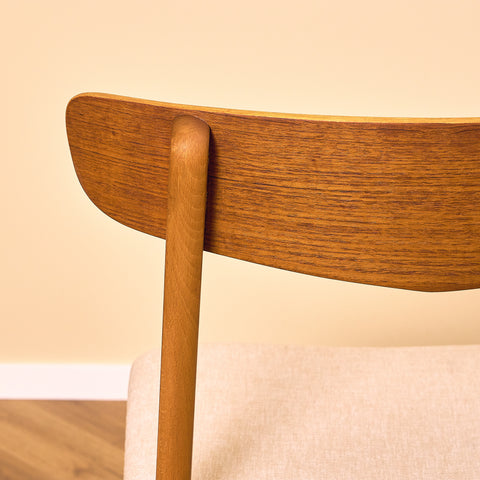 Danska matstolar i teak och bok från Findahl Møbelfabrik, modell 'Møsbol'