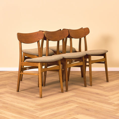 Danish dining chairs in teak & oak by Farstrup