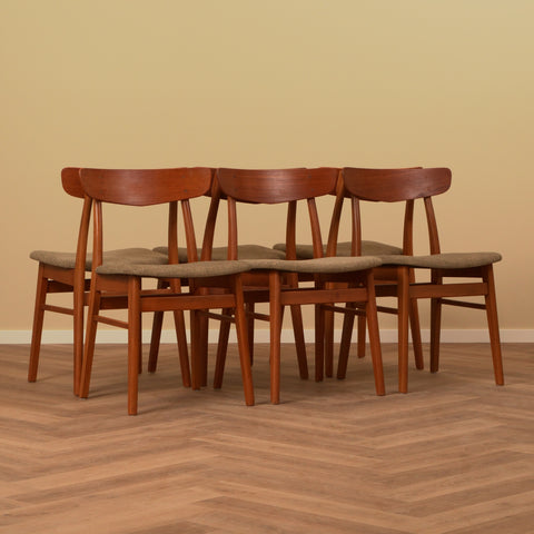 Danish dining chairs in teak & beech by Findahl Møbelfabrik, model 'Møsbol'