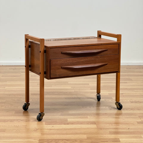 Mid-century Danish teak sewing trolley