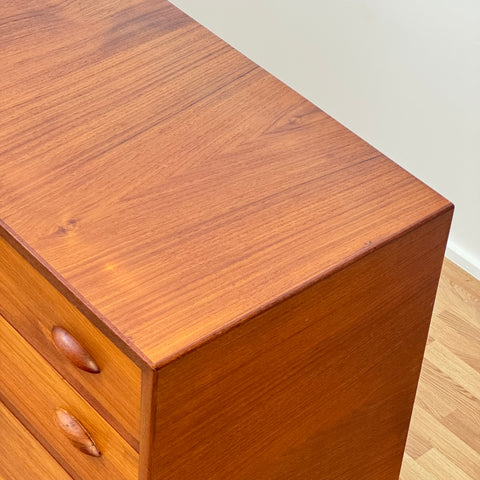 Chest of drawers, with door, in teak